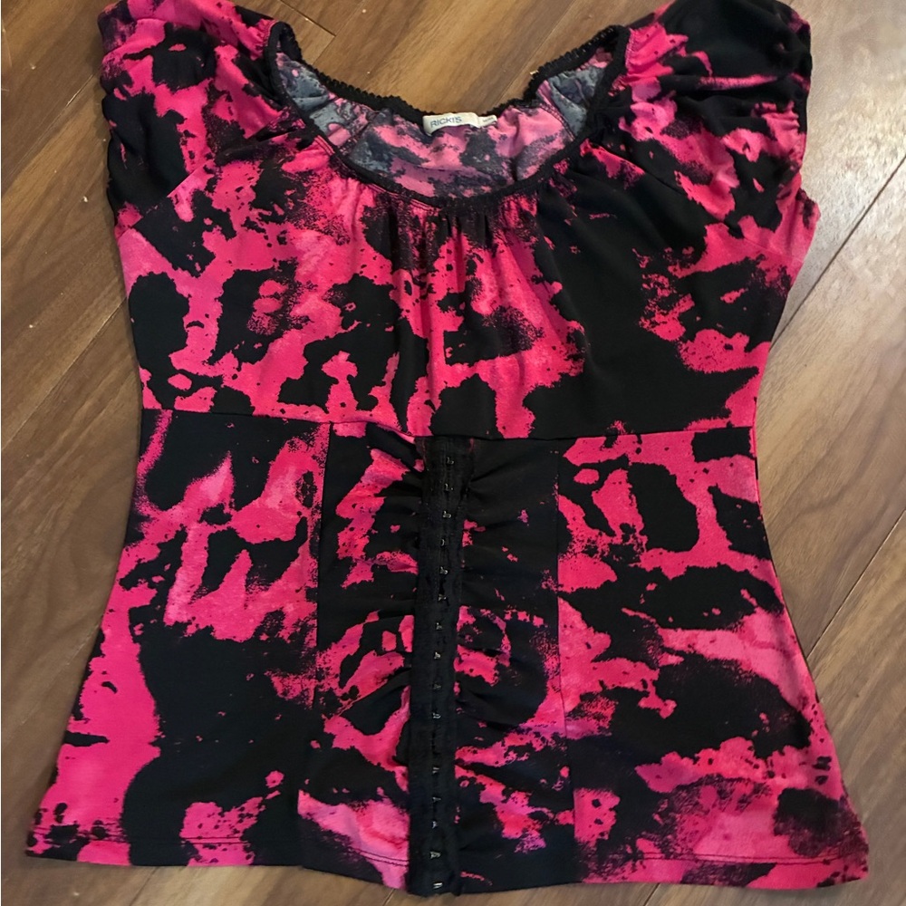 Silver Jeans Pink and Black Blouse